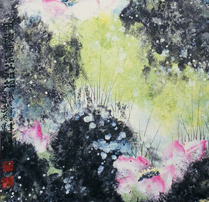 Lotus in Rain by Zoulie Deng